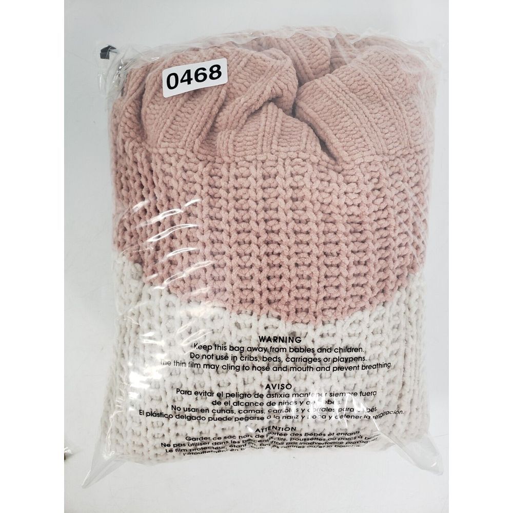 POL High Up in the Sky Knit Sweater Color Block Ivory Pink Brown Size Medium - Picture 11 of 11